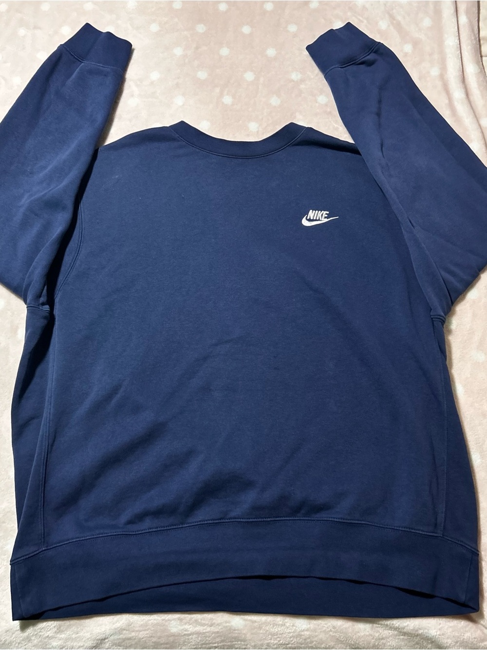 Nike Men’s Navy Blue Crewneck Sweatshirt with White Logo